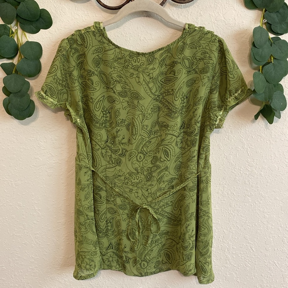 SOLD❣️❣️Vintage 90s/Y2K Green Paisley Ruffled Fairy Top✨ - Picture 5 of 8